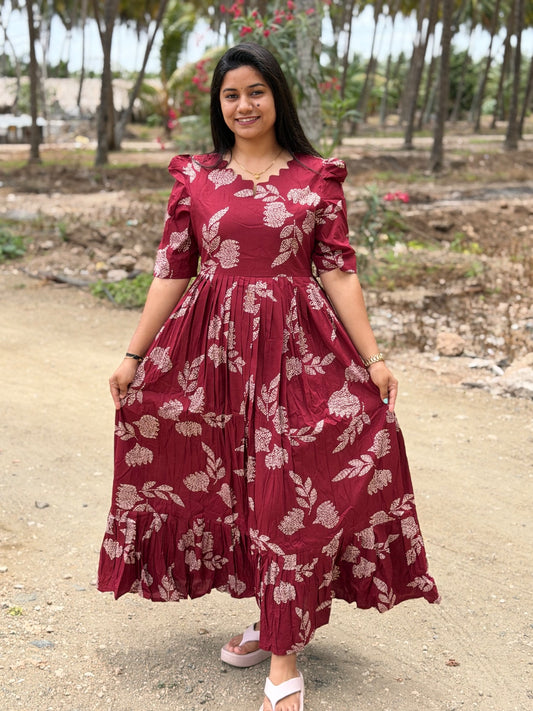 Premium Cotton Floral Frock - CFF194