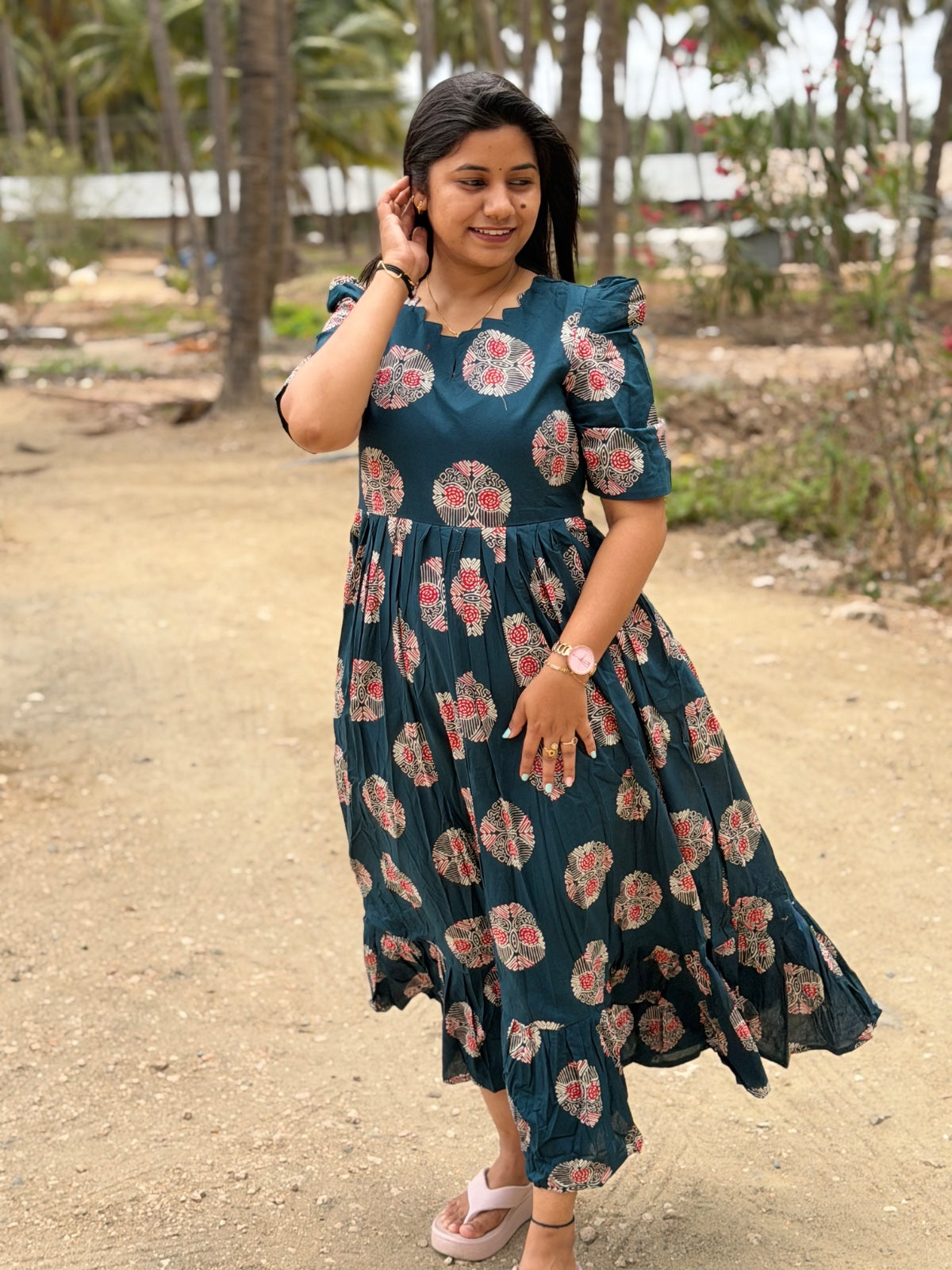 Premium Cotton Floral Frock - CFF101