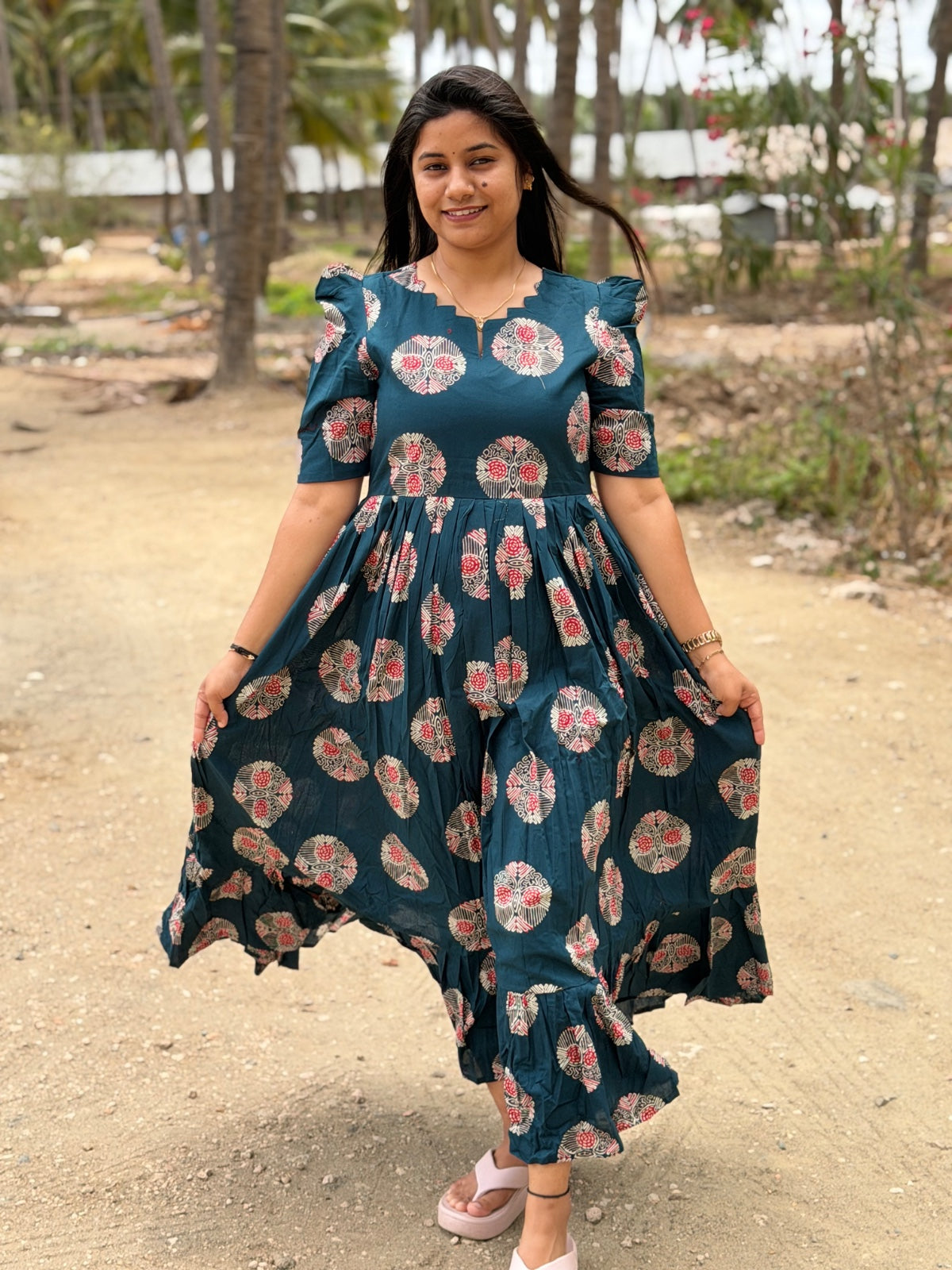 Premium Cotton Floral Frock - CFF101