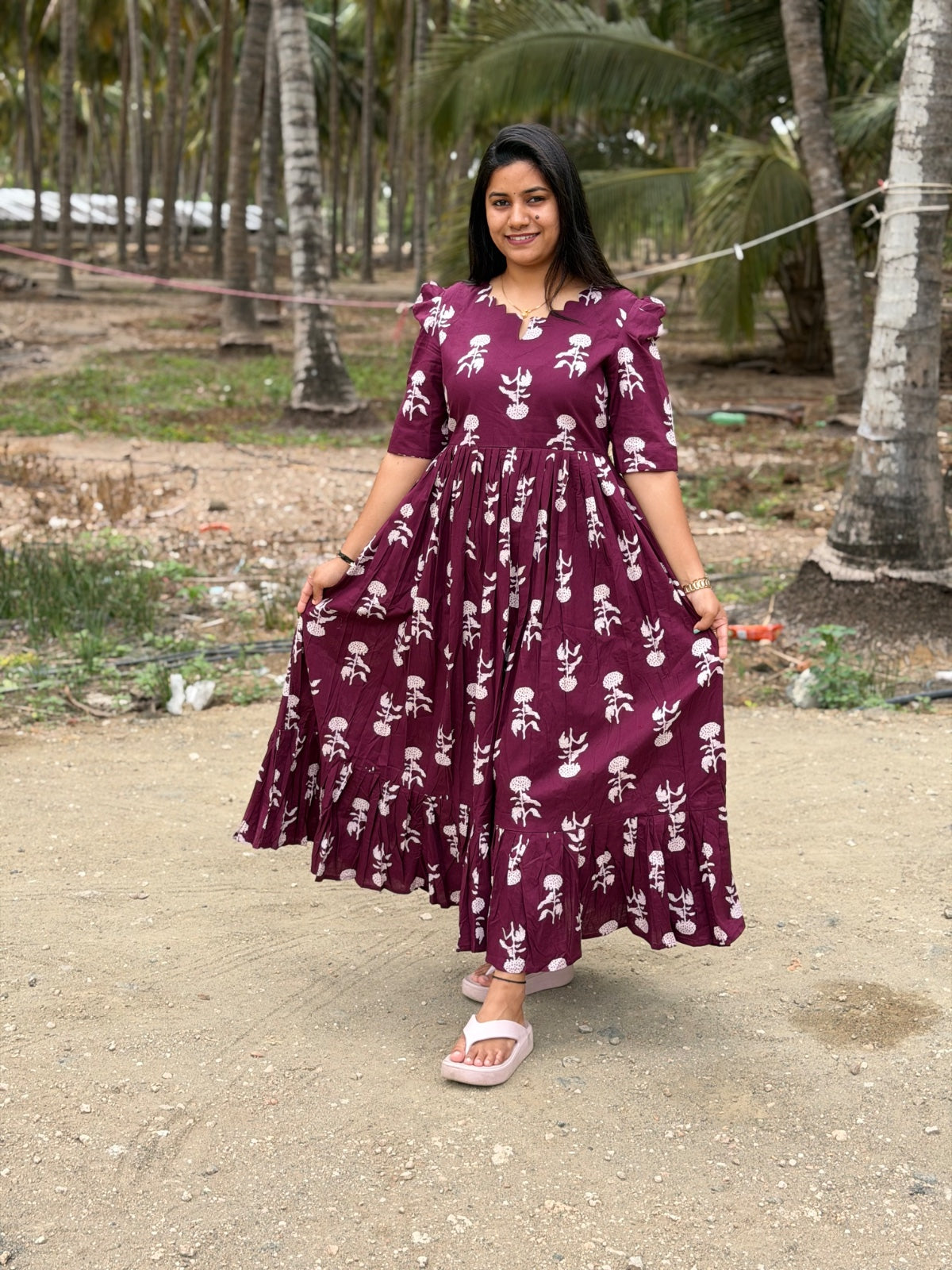 Premium Cotton Floral Frock - CFF199