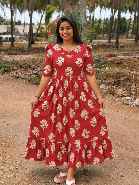 Premium Cotton Floral Frock - CFF205