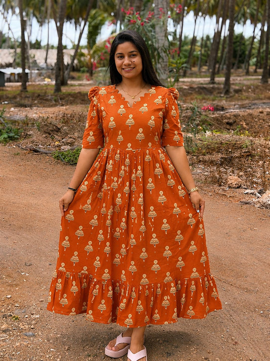 Premium Cotton Floral Frock - CFF192