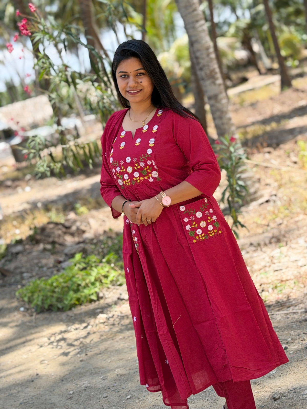 Cotton Floral Anarkali  AS115