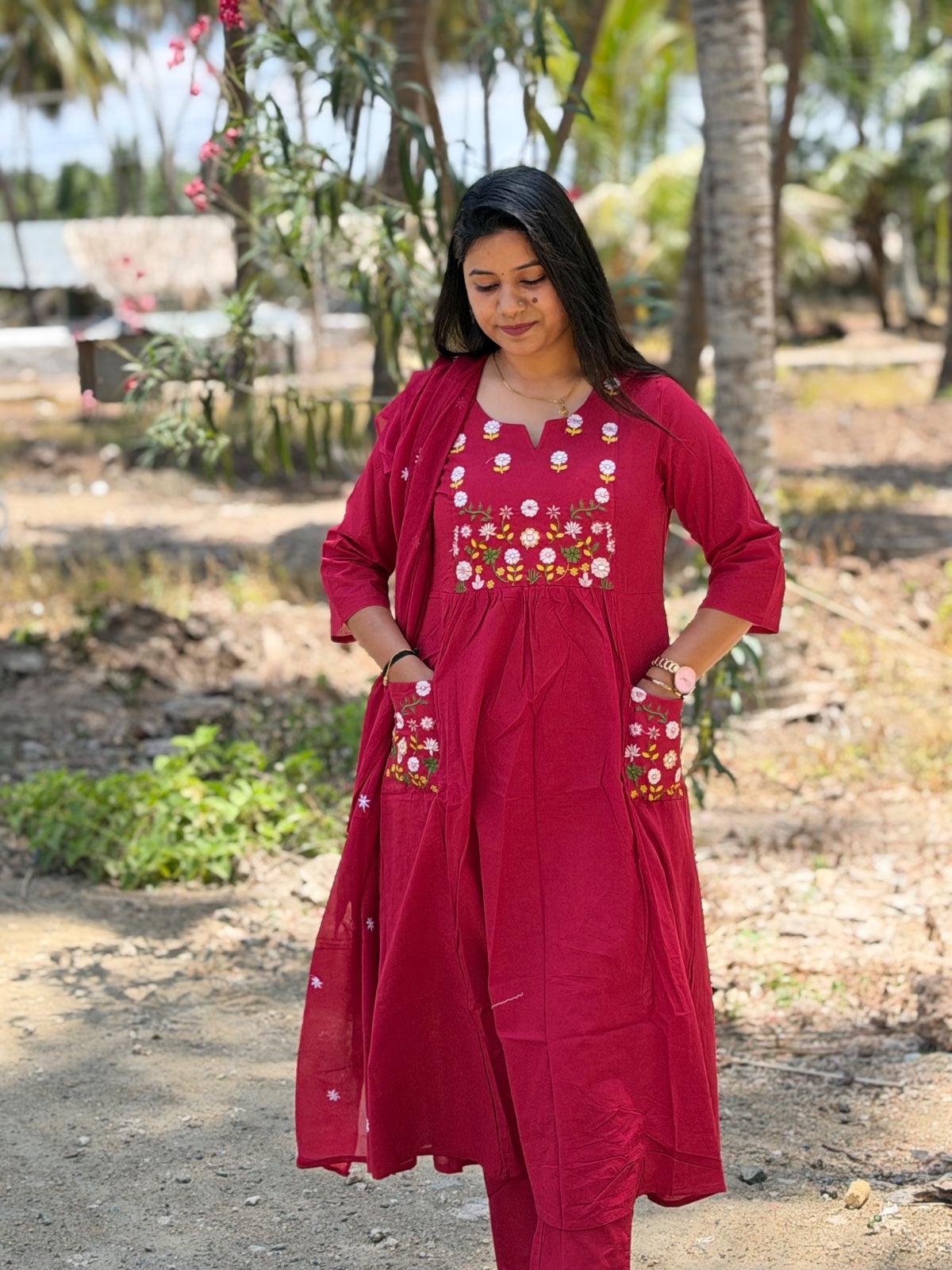 Cotton Floral Anarkali  AS115