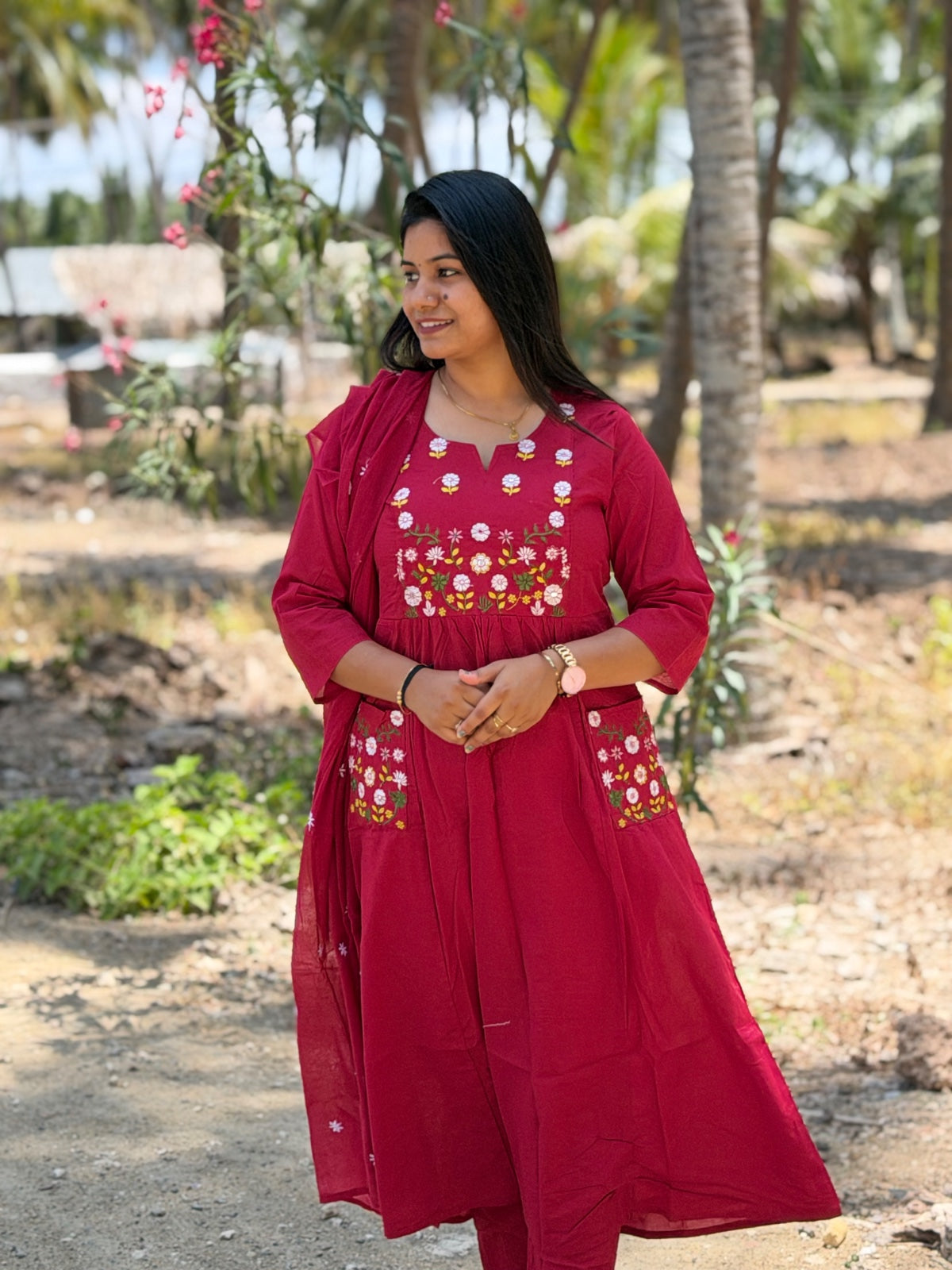 Cotton Floral Anarkali  AS115