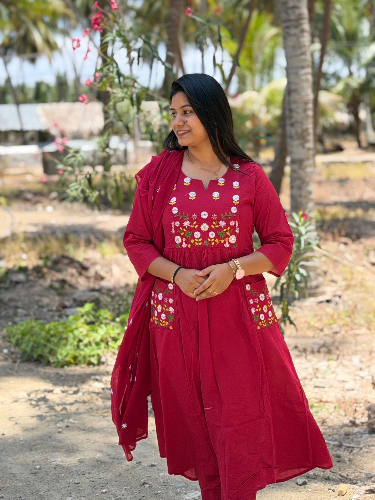 Cotton Floral Anarkali  AS115
