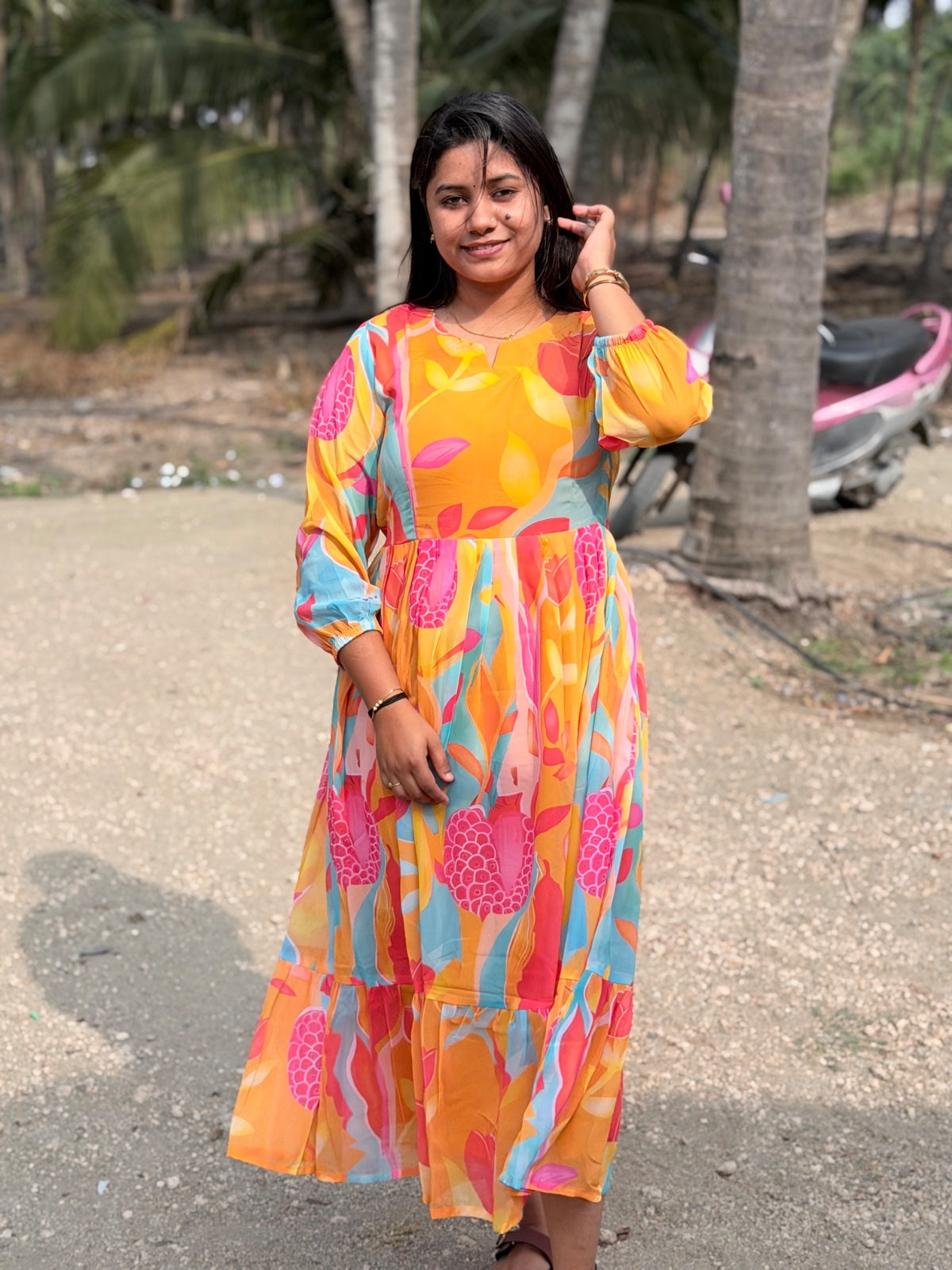 Georgette Floral Frock GFF07