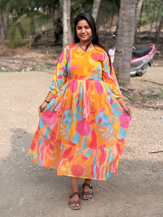 Georgette Floral Frock GFF07