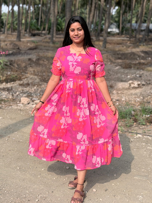 Georgette Floral Frock GFF06