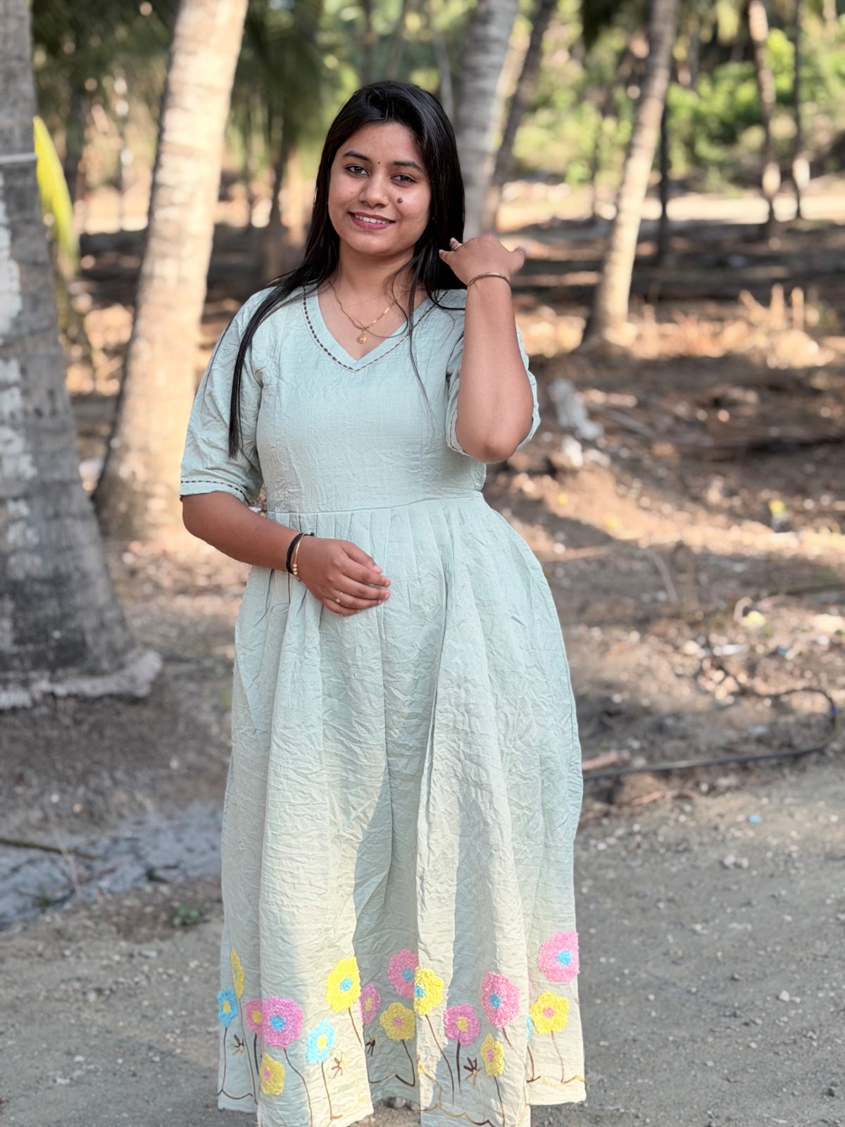 Chanderi Floral Frock - CFF218