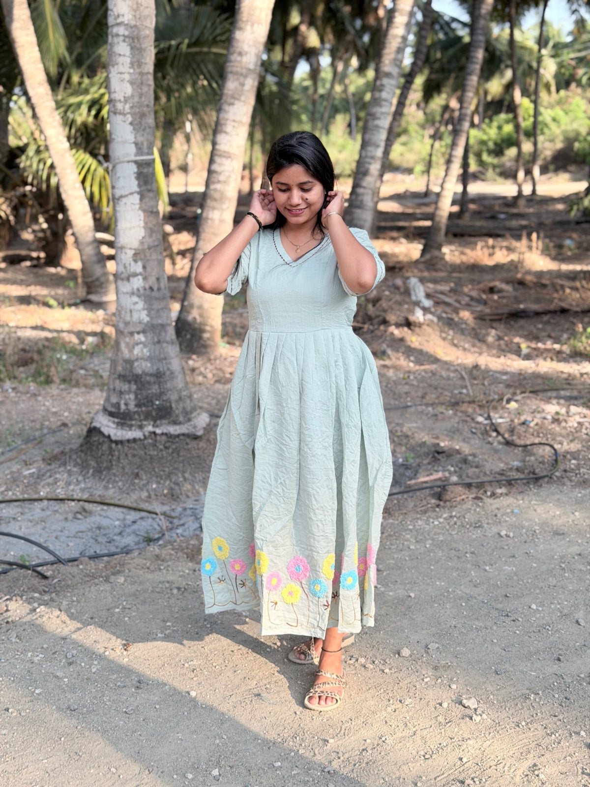 Chanderi Floral Frock - CFF218