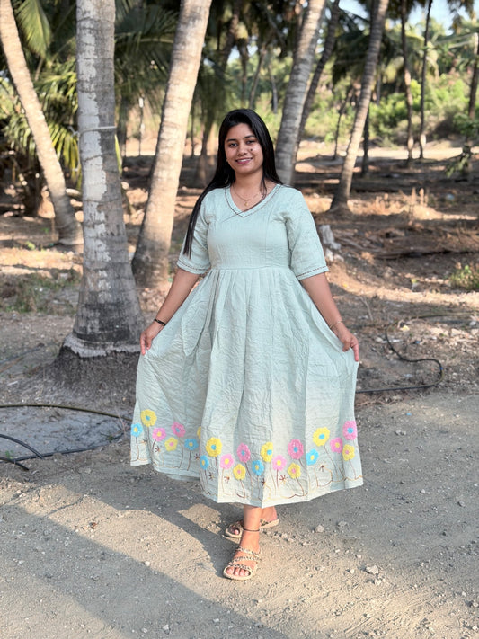Chanderi Floral Frock - CFF218