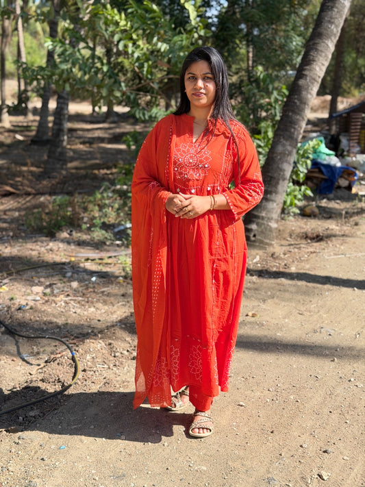 Cotton Floral Anarkali  AS125
